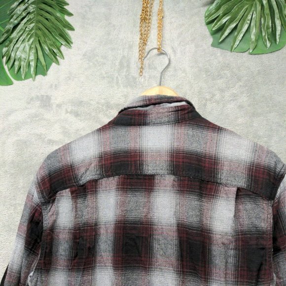 🍑Men Flannel Shirt Fall Winter Button-Down Flap Pocket Casual Plaid LARGE - Picture 12 of 13